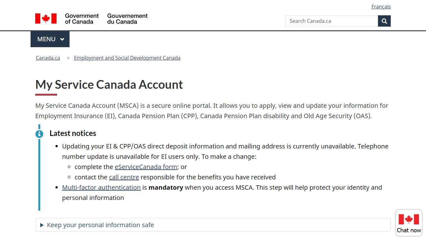 My Service Canada Account (MSCA) - Canada.ca